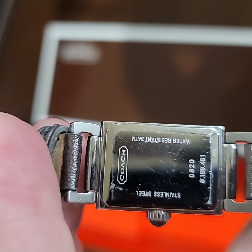 Coach Platinum Rectangle Watch Euc - image 3